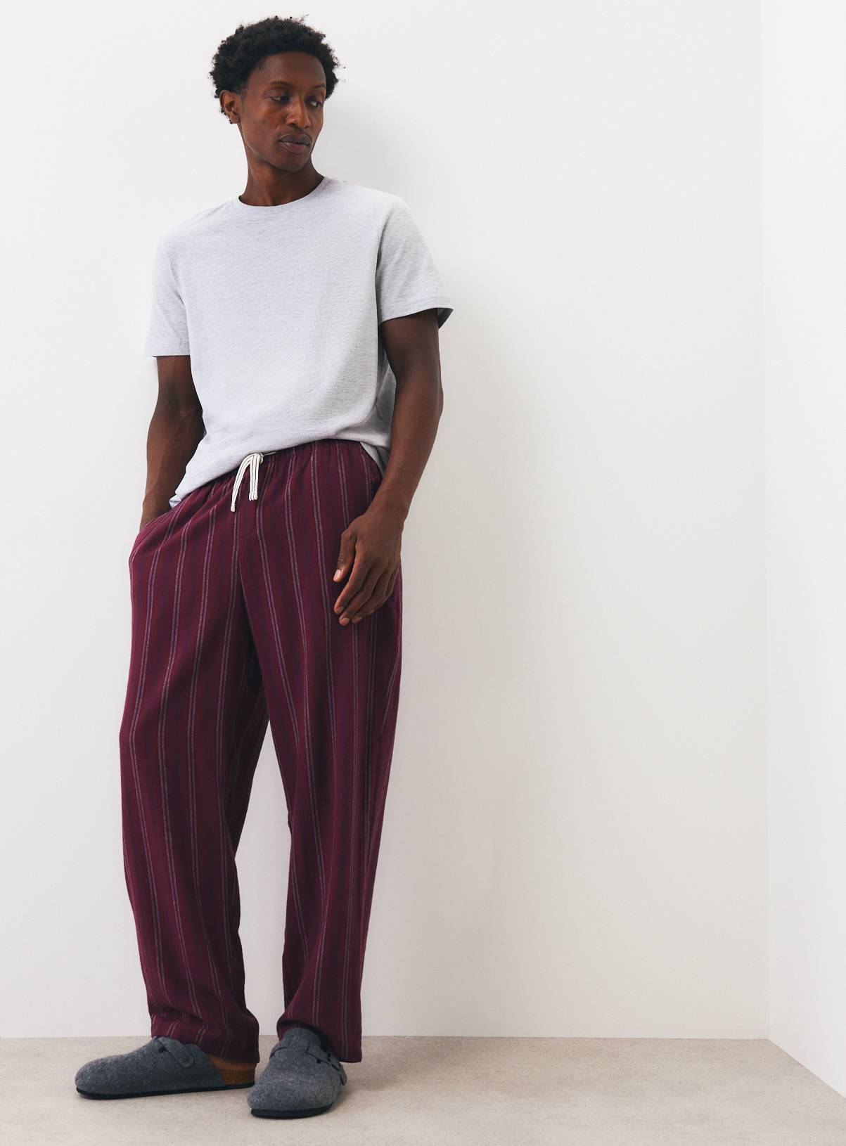 Burgundy Stripe Pyjama Bottoms XL - Image 1